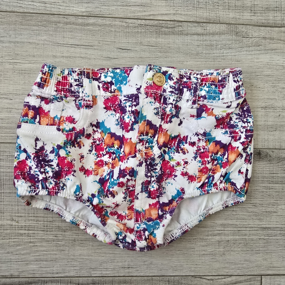 7 For All Mankind Multicolor Diaper Cover Baby Girl Shorts ADORABLE and Rare